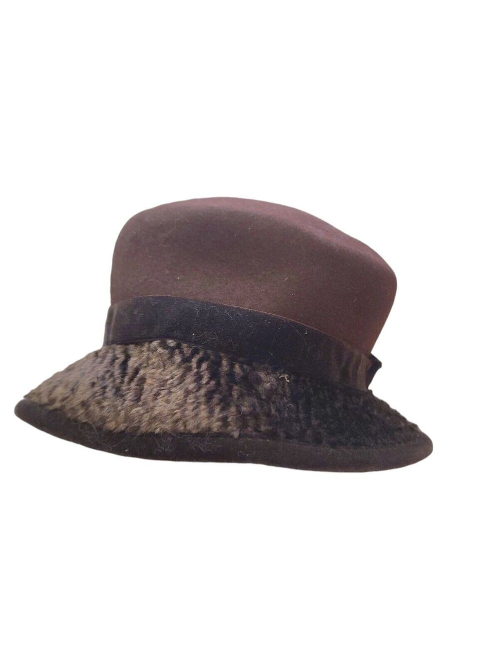 Vintage Jennifer Moore - Brown 100% WOOL - Cloche Hat  Made In Italy Unique rare
